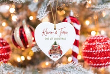 Load image into Gallery viewer, Couples 1st Christmas Heart Ornament - Personalized Just Married Ornament - Cute First Christmas Ornament- Personalized Christmas gift