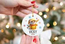 Load image into Gallery viewer, Custom Softball Ornament - Snowman Name Ornament - 2024 Softball Ornament - Personalized Christmas gift - Family Keepsake - Snowman Ornament