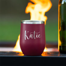 Load image into Gallery viewer, Personalized Wine Tumbler Bridesmaid Gifts Custom Wine Tumbler With Straw Bridesmaid Wine Cup Bridesmaid Proposal Bachelorette Party Favors