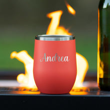 Load image into Gallery viewer, Personalized Wine Tumbler Bridesmaid Gifts Custom Wine Tumbler With Straw Bridesmaid Wine Cup Bridesmaid Proposal Bachelorette Party Favors