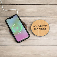 Load image into Gallery viewer, Custom Wood Wireless Phone Charger - Personalized with Name & Design - Unique, Eco-Friendly, Fast Charging - Perfect Gift!