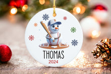 Load image into Gallery viewer, Custom Baseball Ornament - Snowman Name Ornament - 2024 Baseball Ornament - Personalized Christmas gift - Family Keepsake - Snowman Ornament