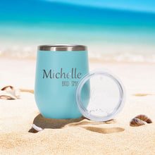 Load image into Gallery viewer, Personalized Wine Tumbler Bridesmaid Gifts Custom Wine Tumbler With Straw Bridesmaid Wine Cup Bridesmaid Proposal Bachelorette Party Favors