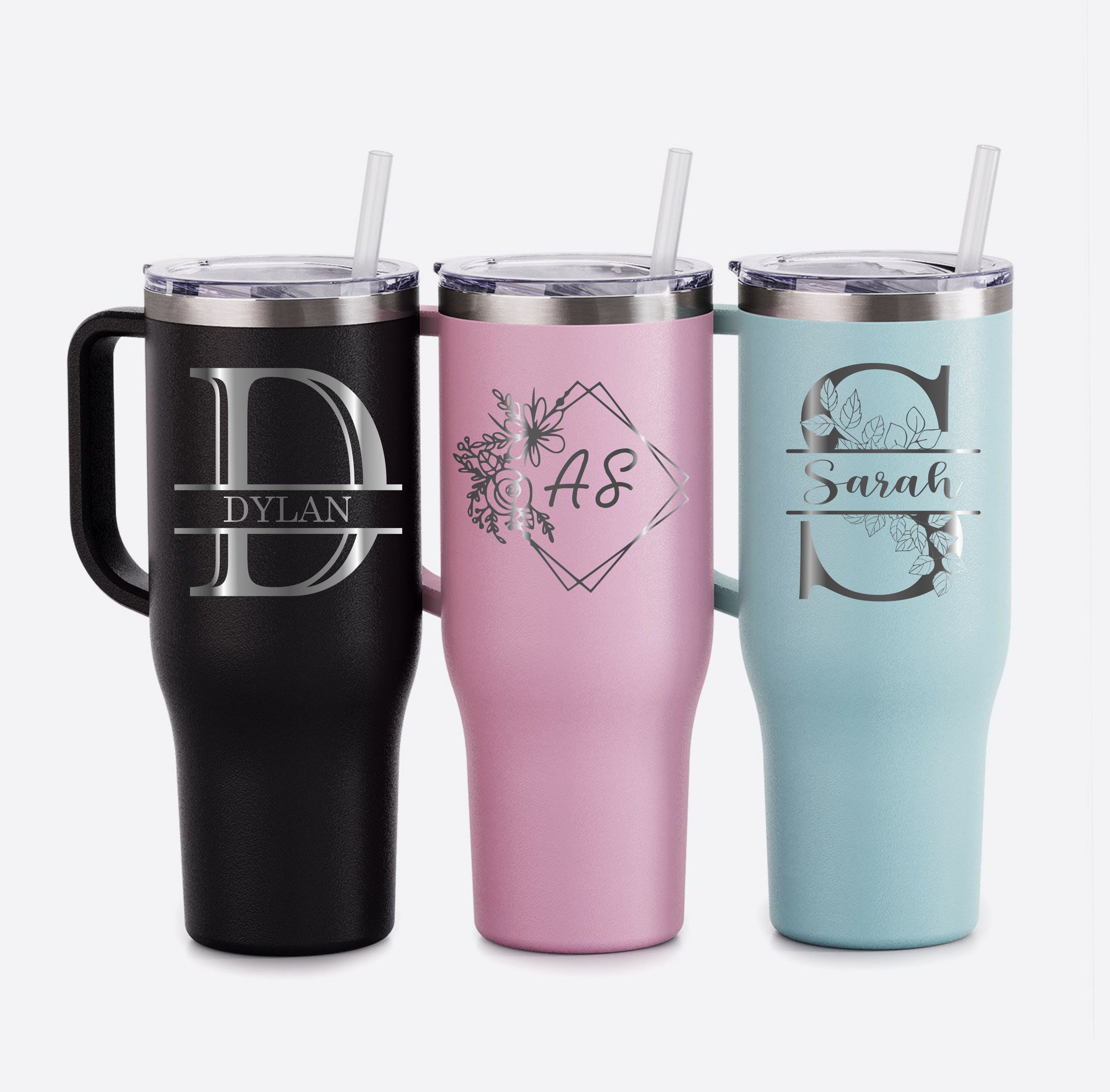 Mama with Kids Names Laser Engraved Matte Blush Tumbler with Straw -  Mother's Day Gift