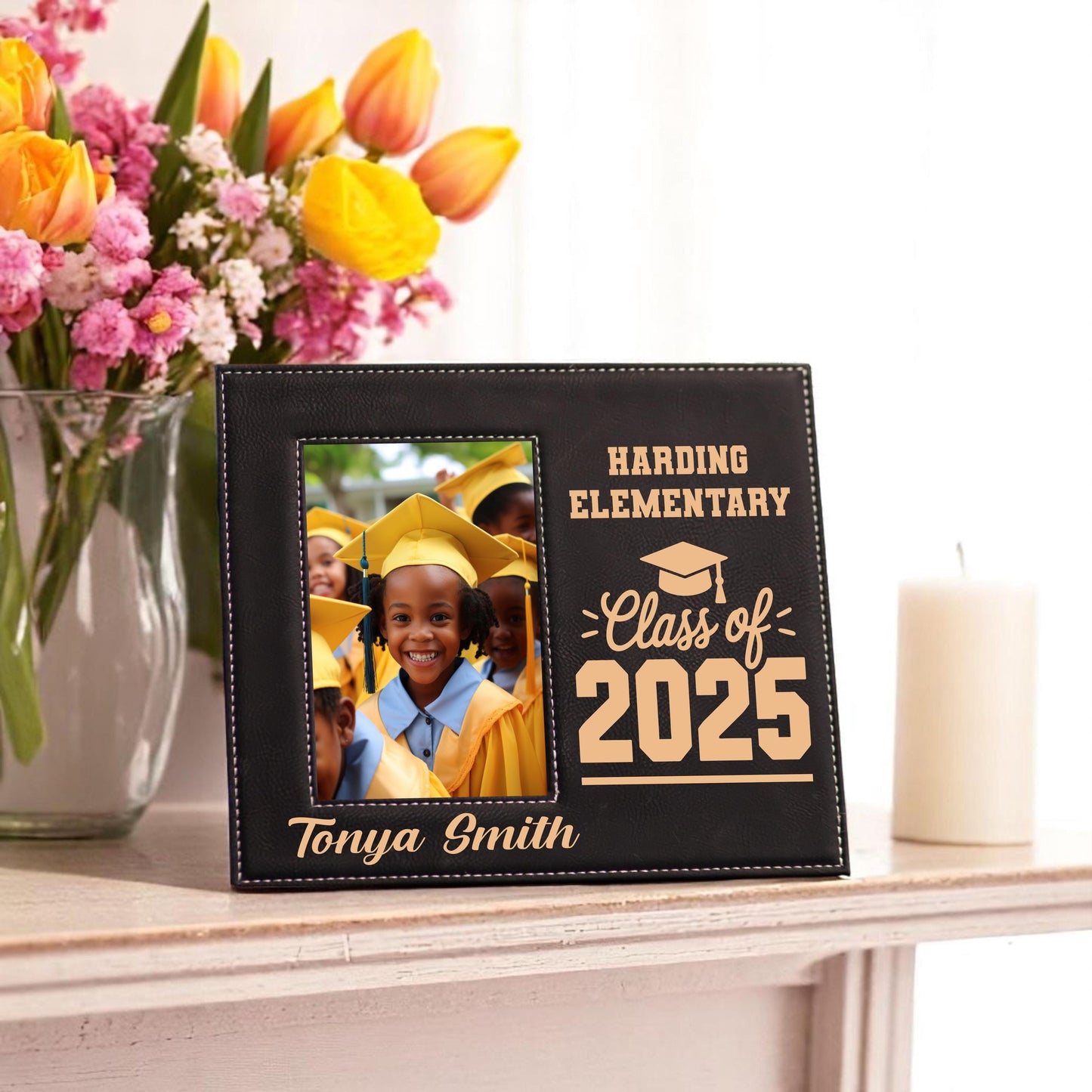 Personalized Graduation Frame – Custom Class of 2025 Picture Frame for Preschool, High School, or College – Graduate Name & School Gift
