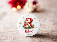 Load image into Gallery viewer, Personalized Initial Bear Ornament - Letter Name Ornament - 2024 Family Ornament - Custom - Christmas gift - Monogram Ornament