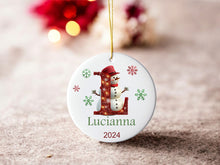 Load image into Gallery viewer, Personalized Initial Snowman Ornament - Letter Name Ornament - 2024 Family Ornament - Custom - Christmas gift - Monogram Ornament
