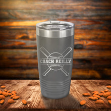 Load image into Gallery viewer, Personalized Baseball Coach Tumbler Cup - Engraved Baseball Coach Gift Personalized Softball Coach Travel Mug for Baseball Coach