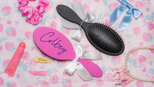 Load image into Gallery viewer, Personalized Wet & Dry De-tangling Hair Brush, Custom Name, 5 Colors, Soft Cushion, Multiple Fonts and Bows Options. Gift for her, Dance