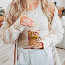 Load image into Gallery viewer, Teacher Gift, Teachers Plant seeds 16oz glass cup with bamboo lid and straw, Gift for teacher, End of year gift