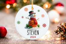 Load image into Gallery viewer, Personalized Basketball Ornament - Snowman Name Ornament - 2024 Basketball Ornament - Custom Christmas gift - Family Keepsake