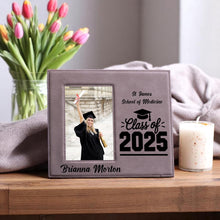 Load image into Gallery viewer, Personalized Graduation Frame – Custom Class of 2025 Picture Frame for Preschool, High School, or College – Graduate Name & School Gift