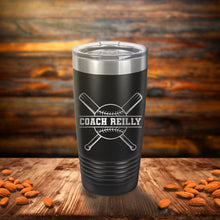 Load image into Gallery viewer, Personalized Baseball Coach Tumbler Cup - Engraved Baseball Coach Gift Personalized Softball Coach Travel Mug for Baseball Coach