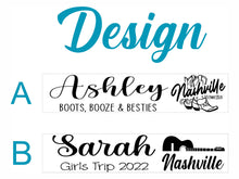 Load image into Gallery viewer, Nashville Tennessee Skinny Tumbler with straw, Girls Trip, Nash Bash, Bachelorette Trip, Custom Skinny Tumbler, Nashville Trip, Vacation