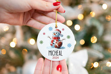 Load image into Gallery viewer, Custom Football Ornament - Snowman Name Ornament - 2024 Football Ornament - Personalized Christmas gift - Family Keepsake - Snowman Ornament
