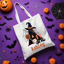 Load image into Gallery viewer, Custom Halloween Trick or Treat Bag - Personalized Name & Initial, 4 Design Options, Kids Halloween bag