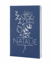 Load image into Gallery viewer, Birth Flower Personalized Journal, Birth Month Flower Gift, Birthday Gift Notebook, Engraved Gratitude Journal, Meditation Journal