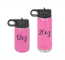 Load image into Gallery viewer, Personalized Kids Water Bottle with Straw, Back to School, 12 or 20oz Stainless Steel Custom Laser Engraved for Boys and Girls, Summer Camp