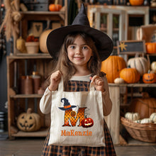 Load image into Gallery viewer, Custom Halloween Trick or Treat Bag - Personalized Name & Initial, 4 Design Options, Kids Halloween bag