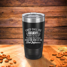 Load image into Gallery viewer, Grandpa Partner in Crime, Engraved 20oz stainless tumbler, Gift for Grandpa, Best Grandpa gifts, Gift from grand kids, Father's day gifts