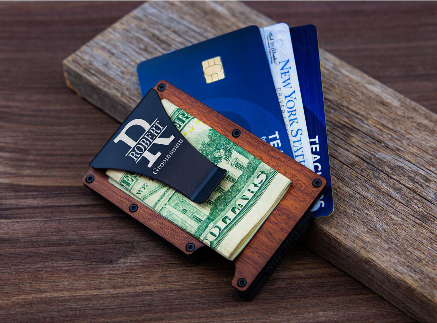 Groomsman Wallet Money Clip, Groomsmen Gifts, Mens Personalized Card Holder, Groomsman Gifts