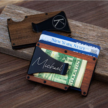 Load image into Gallery viewer, Groomsman Wallet Money Clip, Groomsmen Gifts,  Mens Personalized Card Holder,  Groomsman Gifts