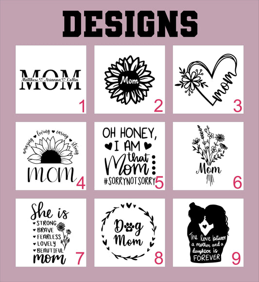 Personalized Mom Tumbler - close-up of the custom engraving