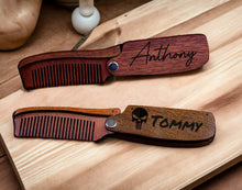 Load image into Gallery viewer, Mens Beard Comb, Fathers day Gifts for Him Boyfriend, Husband Birthday Gifts, Personalized Fold Beard Comb, Groomsman Gift, Beard Gifts