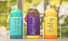 Load image into Gallery viewer, Personalized Kids Water Bottle – Engraved Name Stainless Steel Bottle for School, Camp, or Daycare (12oz)