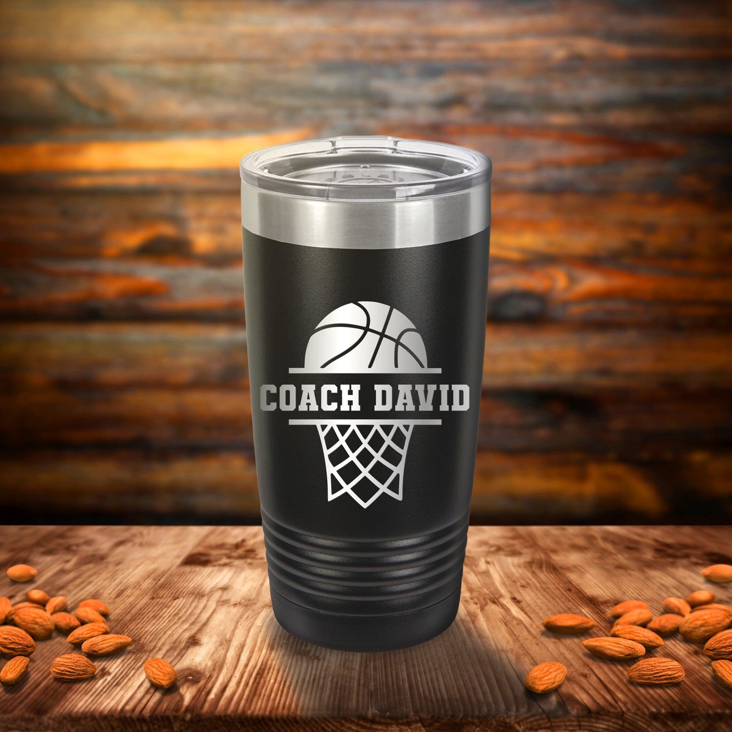 Personalized Basketball Coach Tumbler - Engraved 20oz Travel Mug
