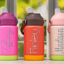 Load image into Gallery viewer, Personalized Kids Water Bottle – Engraved Name Stainless Steel Bottle for School, Camp, or Daycare (12oz)