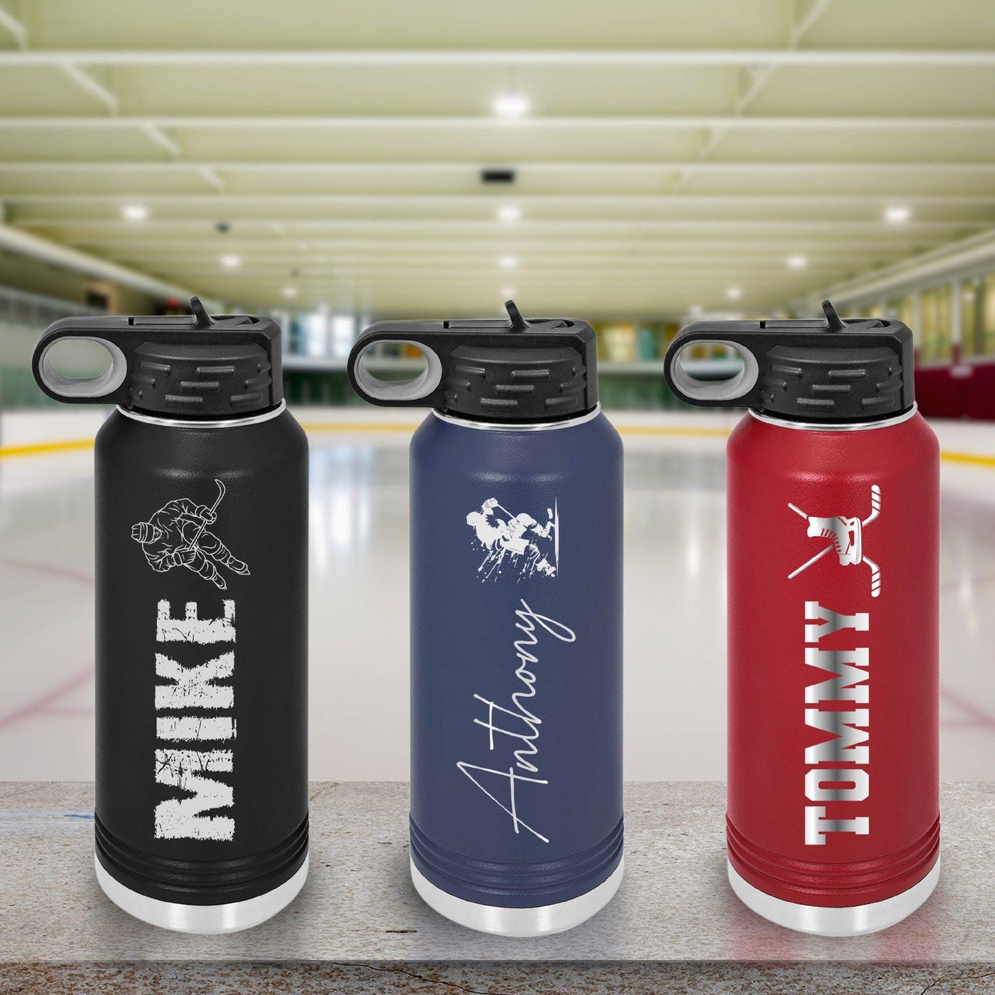 Personalized Hockey Player Water Bottle