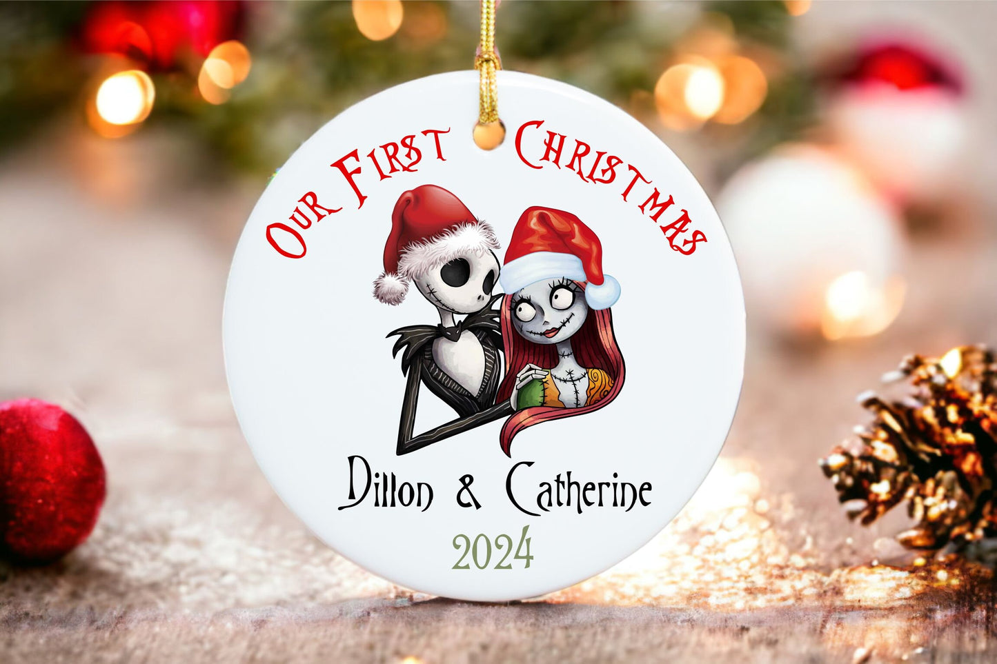 Personalized Couples First Christmas Ornament - Custom Ceramic Ornament