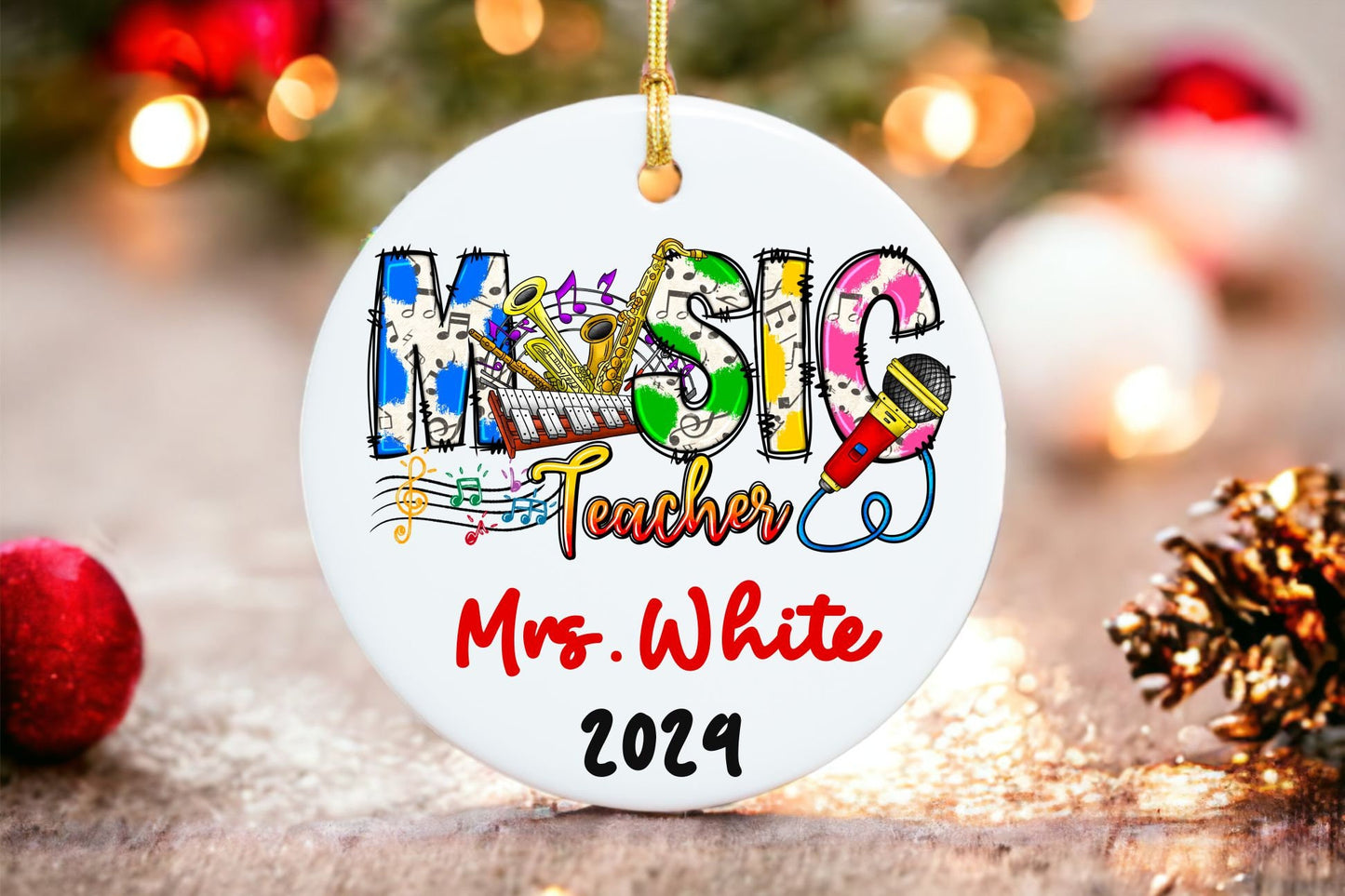 Music Teacher Christmas Ornament