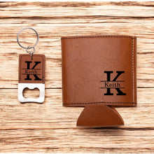 Load image into Gallery viewer, Groomsman Proposal, Personalized Can Cooler with Bottle Opener Keychain for Groomsmen Gifts,  Teen Boyfriend Gifts for Him,