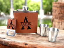 Load image into Gallery viewer, Groomsmen Proposal Gift Set, Custom Flask & Keychain Box for Best Man, Ushers and Groomsmen