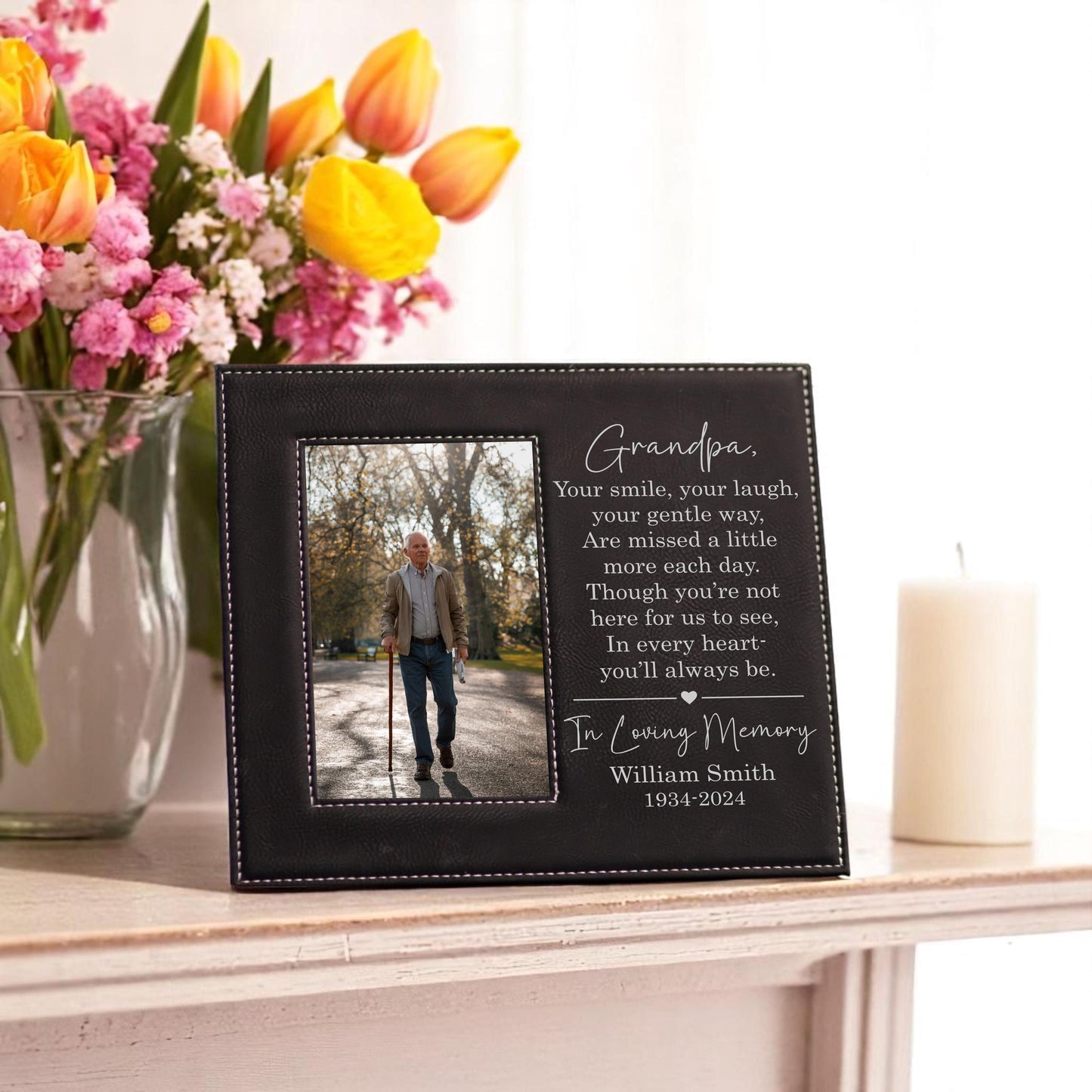 Memorial Picture Frame for Loss of Loved One – Personalized In Loving Memory Gift – Sympathy Frame with Poem – Funeral Keepsake for Family