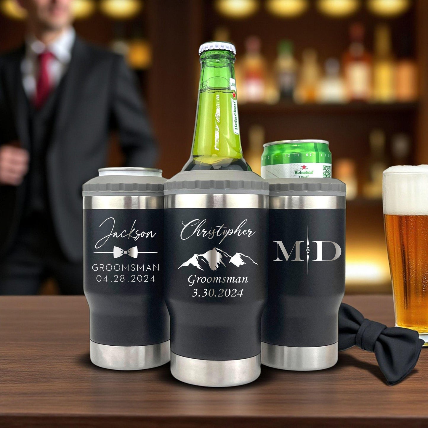 Groomsmen Can Cooler Holder • Groomsmen Gifts Personalized • Engraved Can Cooler • Beer Can Holder • Groomsmen Proposal•Groomsman Gift Ideas