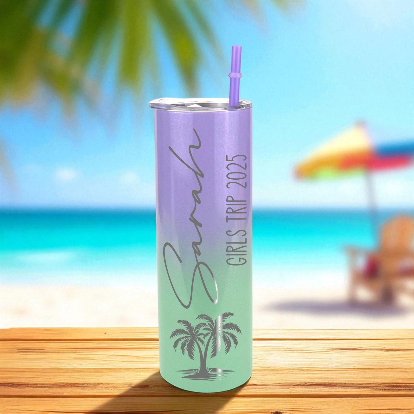 Personalized Vacation Cups with Name - close-up of the custom engraving
