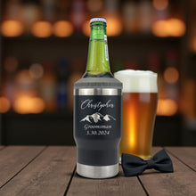 Load image into Gallery viewer, Groomsmen Can Cooler Holder • Groomsmen Gifts Personalized • Engraved Can Cooler • Beer Can Holder • Groomsmen Proposal•Groomsman Gift Ideas
