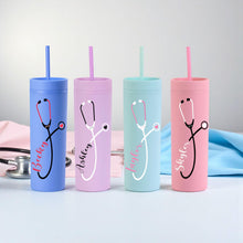 Load image into Gallery viewer, Personalized Nurse Gift – Custom Acrylic Tumbler Cup with Stethoscope and Name – Gift for Nurse