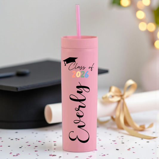 Graduation Tumbler Class of 2026 - close-up of the custom engraving