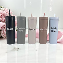 Load image into Gallery viewer, Personalized Bridesmaid Tumbler with Straw – Custom Wedding Party Cup – Bachelorette or Girls Trip Gift – Reusable Birthday Drinkware