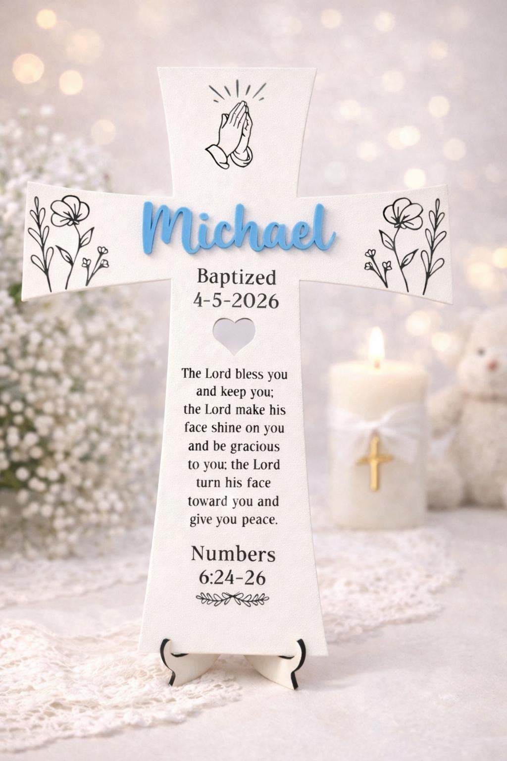 Personalized Baptism Cross for Boy