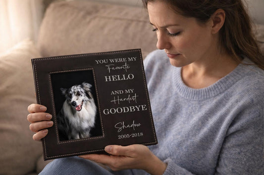 Custom Pet Memorial Frame – Personalized Dog or Cat Loss Gift – Engraved Photo Frame for Rainbow Bridge Remembrance, 4x6 or 5x7