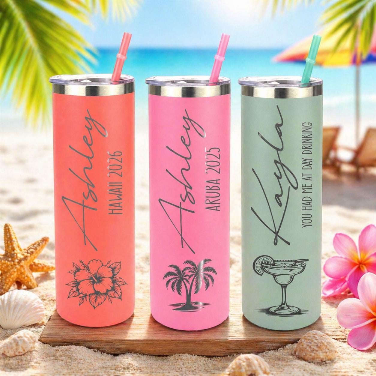 Beach Trip Tumblers with Name