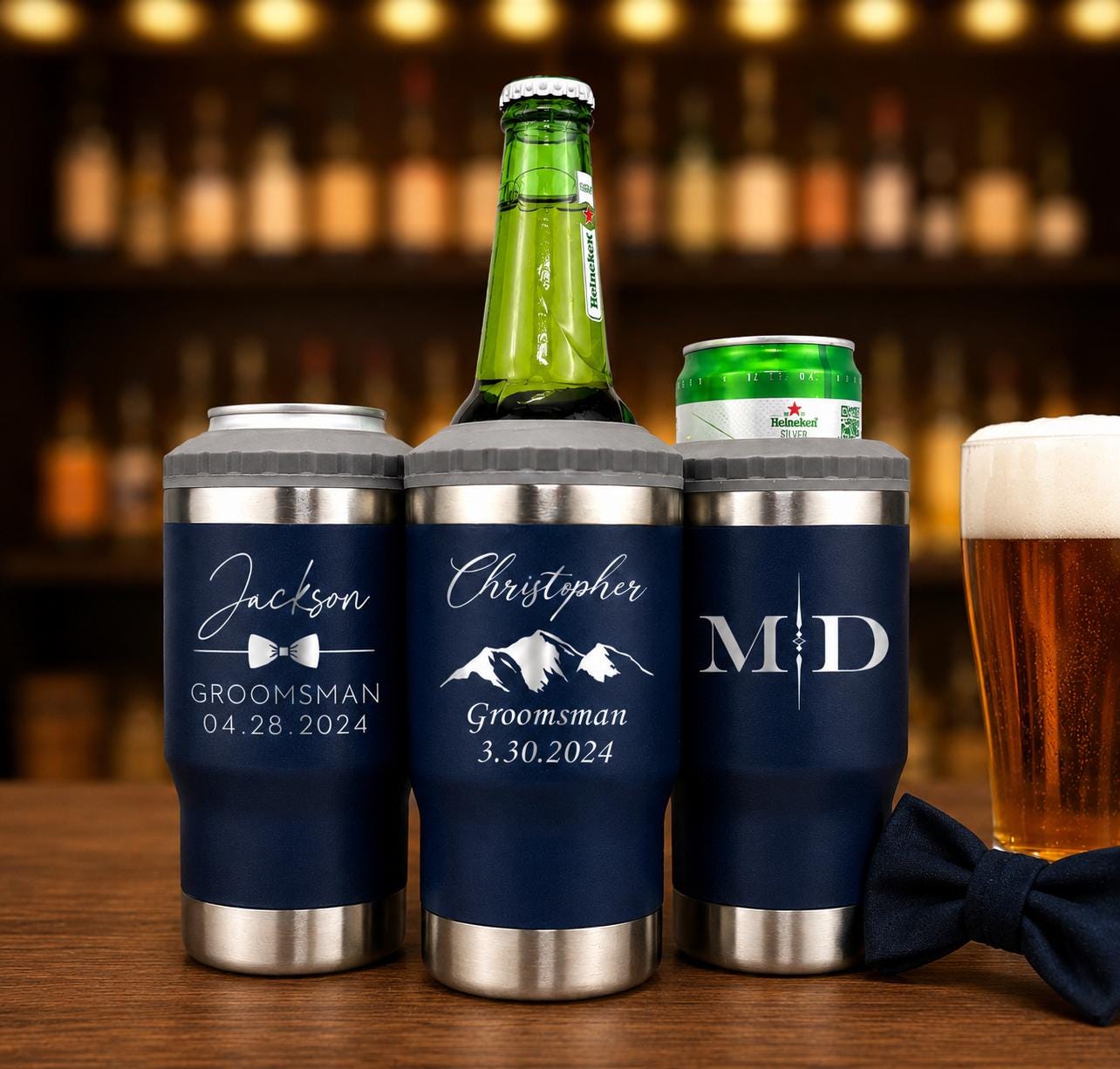 Navy Groomsmen Can Cooler
