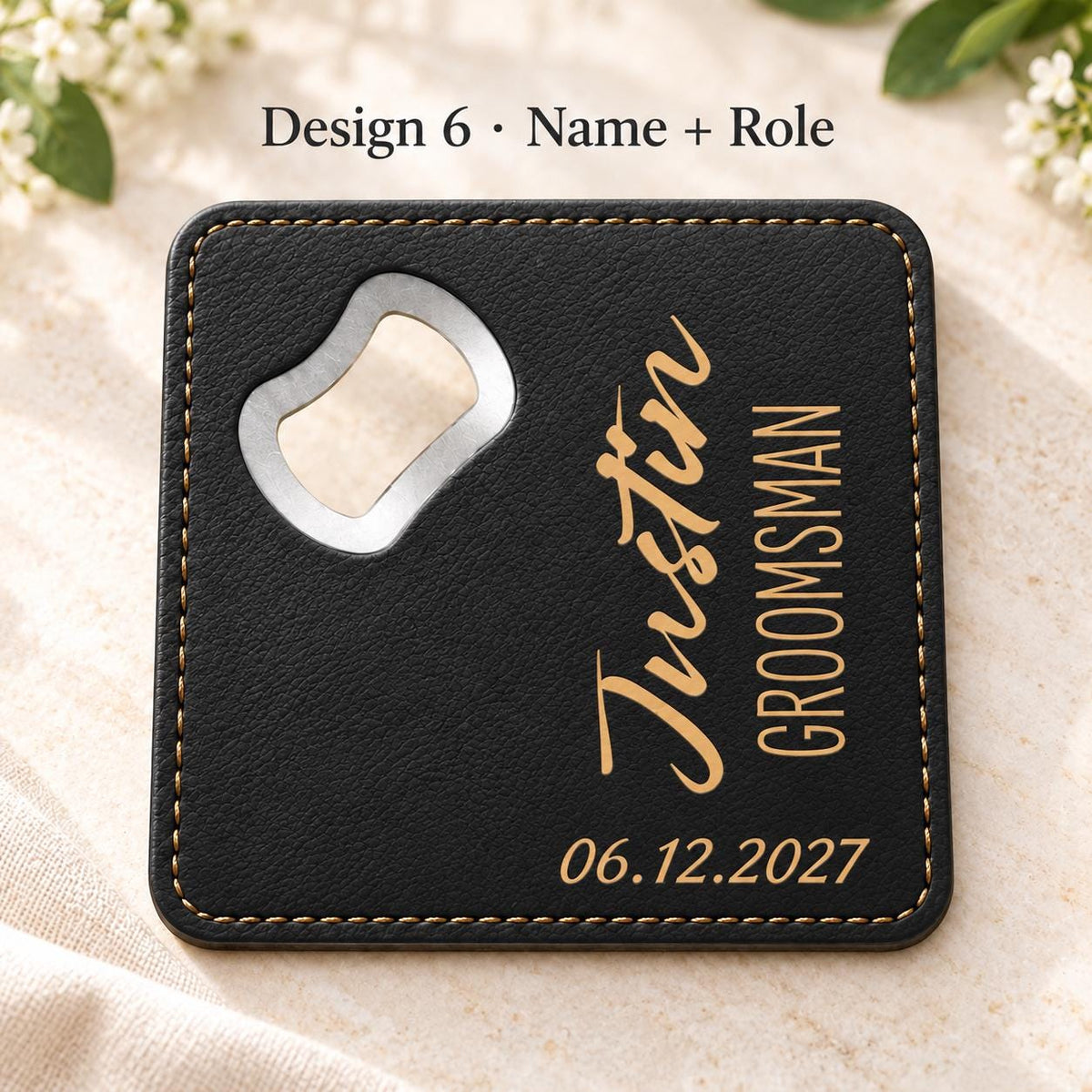 Personalized Groomsmen Gift Coaster Bottle Opener