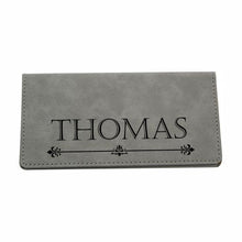 Load image into Gallery viewer, Personalized Checkbook Cover, Leather Check Wallet, Engraved Checkbook Holder, Gift for woman, Custom Checkbook Case, Gift for her