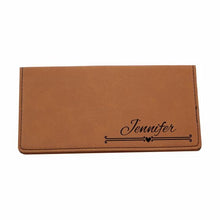Load image into Gallery viewer, Personalized Checkbook Cover, Leather Check Wallet, Engraved Checkbook Holder, Gift for woman, Custom Checkbook Case, Gift for her